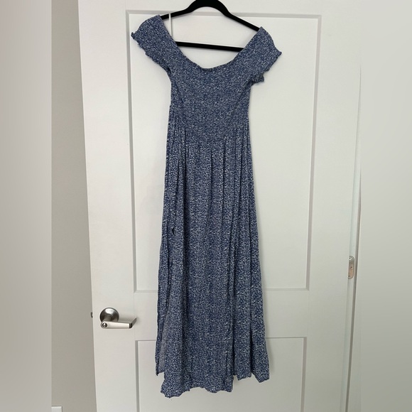 Blue and White Floral Off the shoulder Dress - Picture 2 of 5